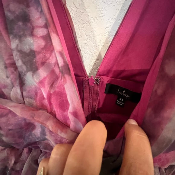 Lulus - Garden Romance Magenta Floral Print Organza Maxi Dress - Picture 7 of 8